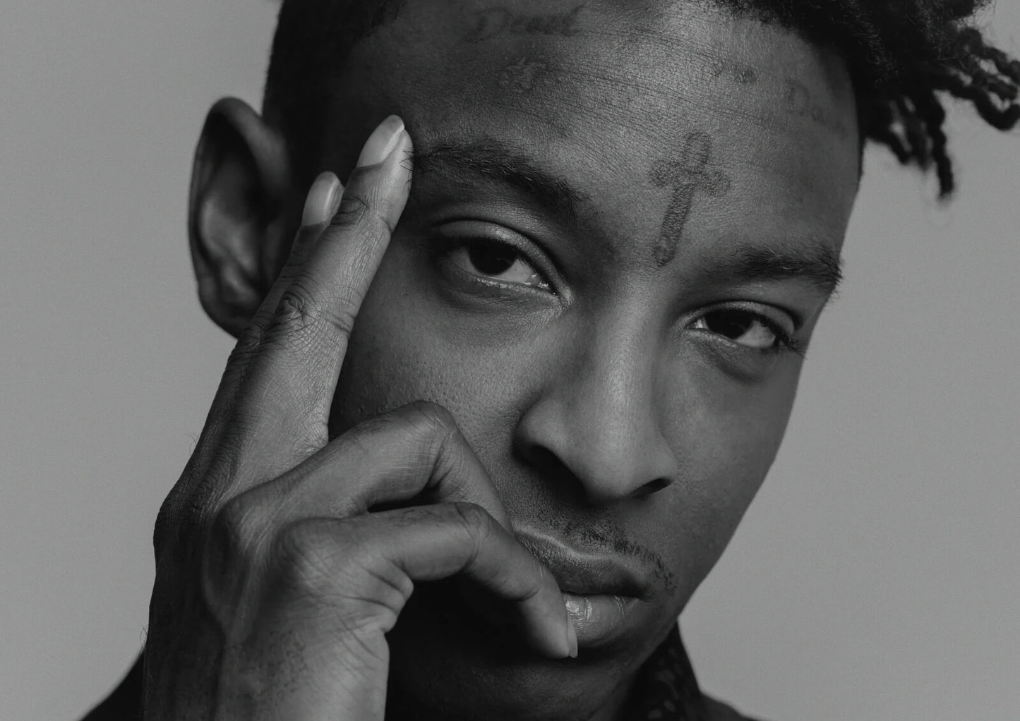 21 Savage Black and White Portrait | Close Up Poster | Hip Hop Star Wall Art - Music Poster