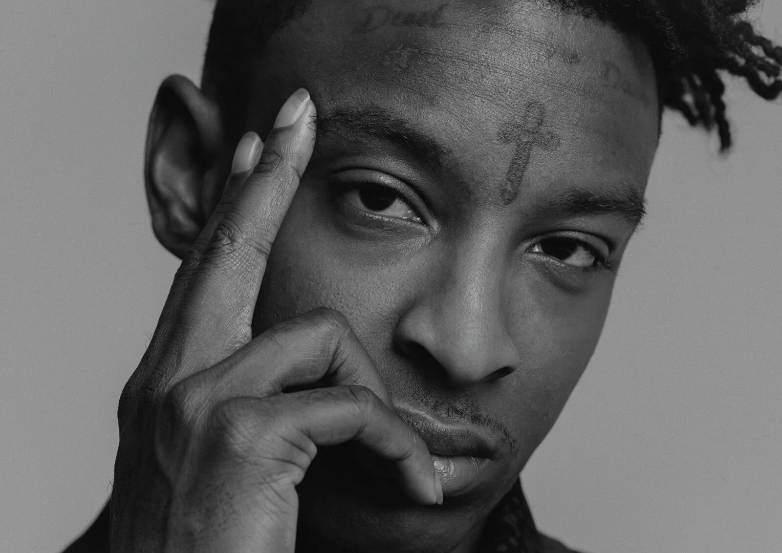 21 Savage Black and White Portrait | Close Up Poster | Hip Hop Star Wall Art - Music Poster