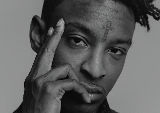21 Savage Black and White Portrait | Close Up Poster | Hip Hop Star Wall Art - Music Poster