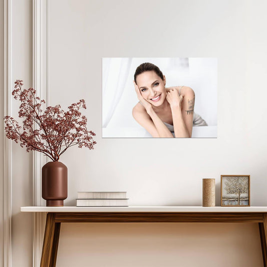 Angelina Jolie Smiling Portrait | Actress Photo Poster | Elegant Celebrity Photoshoot Art - Celebrities Poster
