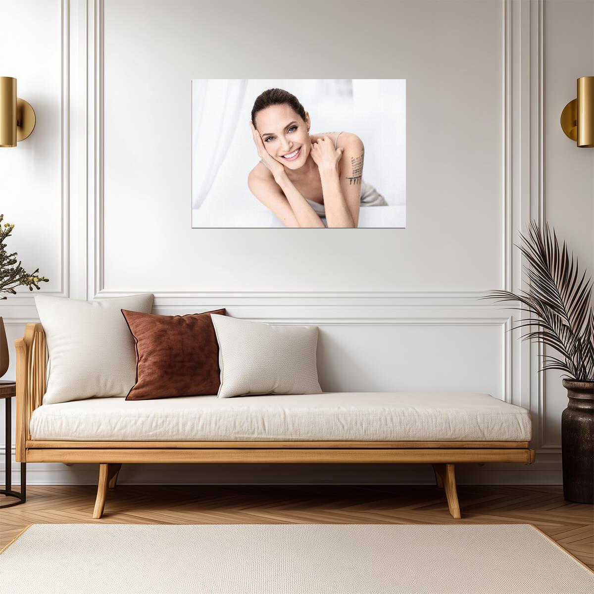 Angelina Jolie Smiling Portrait | Actress Photo Poster | Elegant Celebrity Photoshoot Art - Celebrities Poster