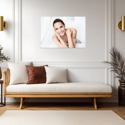Angelina Jolie Smiling Portrait | Actress Photo Poster | Elegant Celebrity Photoshoot Art - Celebrities Poster