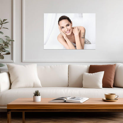 Angelina Jolie Smiling Portrait | Actress Photo Poster | Elegant Celebrity Photoshoot Art - Celebrities Poster