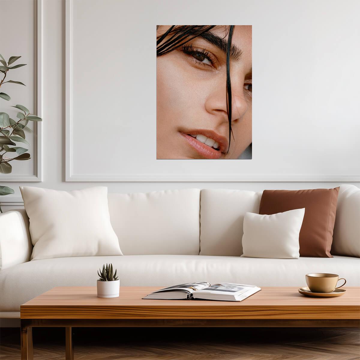 Mia Khalifa Close Up Face | Wet Hair Portrait Photo | Celebrity Wall Art Poster - Celebrities Poster