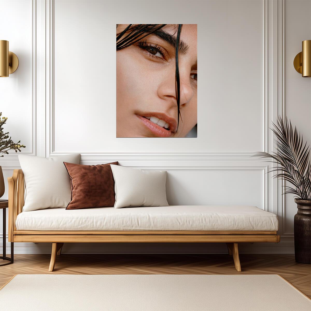 Mia Khalifa Close Up Face | Wet Hair Portrait Photo | Celebrity Wall Art Poster - Celebrities Poster