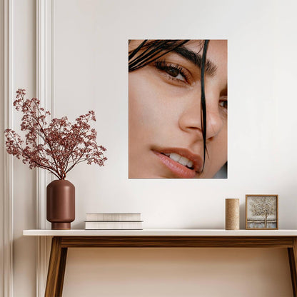 Mia Khalifa Close Up Face | Wet Hair Portrait Photo | Celebrity Wall Art Poster - Celebrities Poster