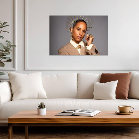 Alicia Keys | R&B Queen Print | Celebrity Portrait Poster - Music Poster
