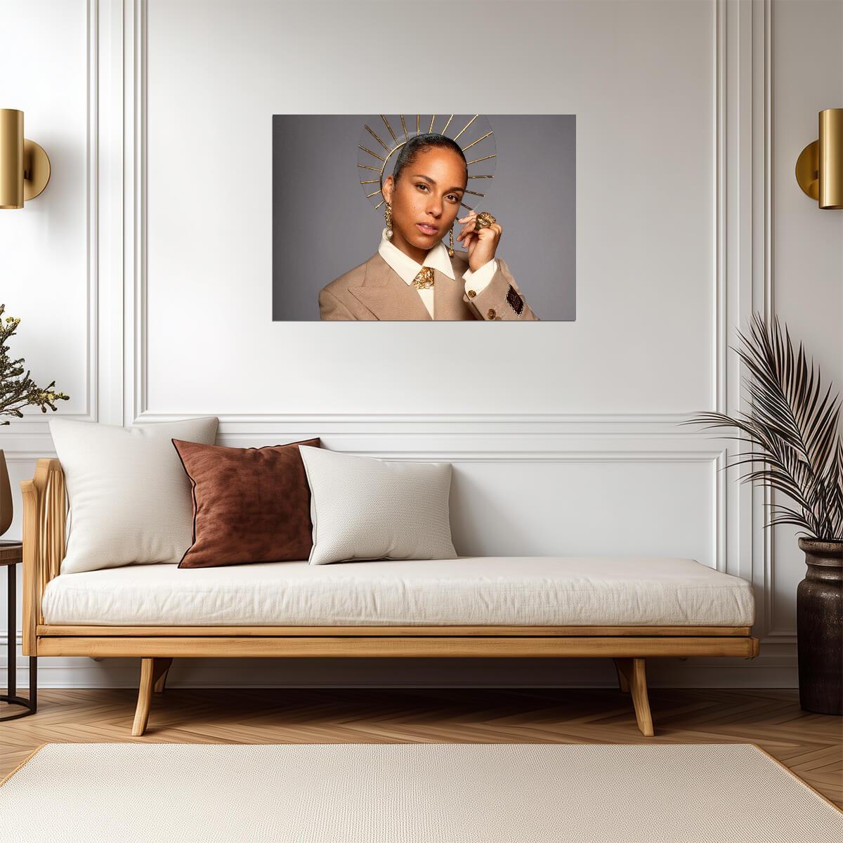 Alicia Keys | R&B Queen Print | Celebrity Portrait Poster - Music Poster