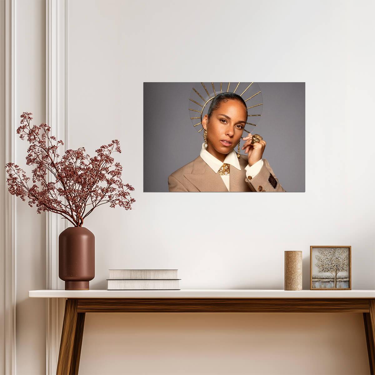 Alicia Keys | R&B Queen Print | Celebrity Portrait Poster - Music Poster