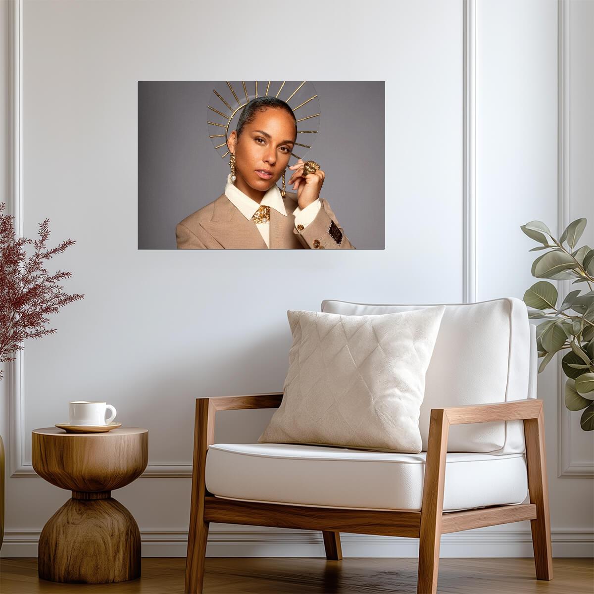 Alicia Keys | R&B Queen Print | Celebrity Portrait Poster - Music Poster