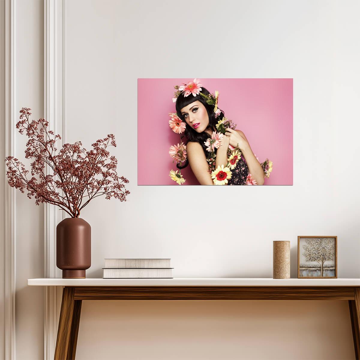 Katy Perry Poster | Flowers Pop Singer Print - Music Poster