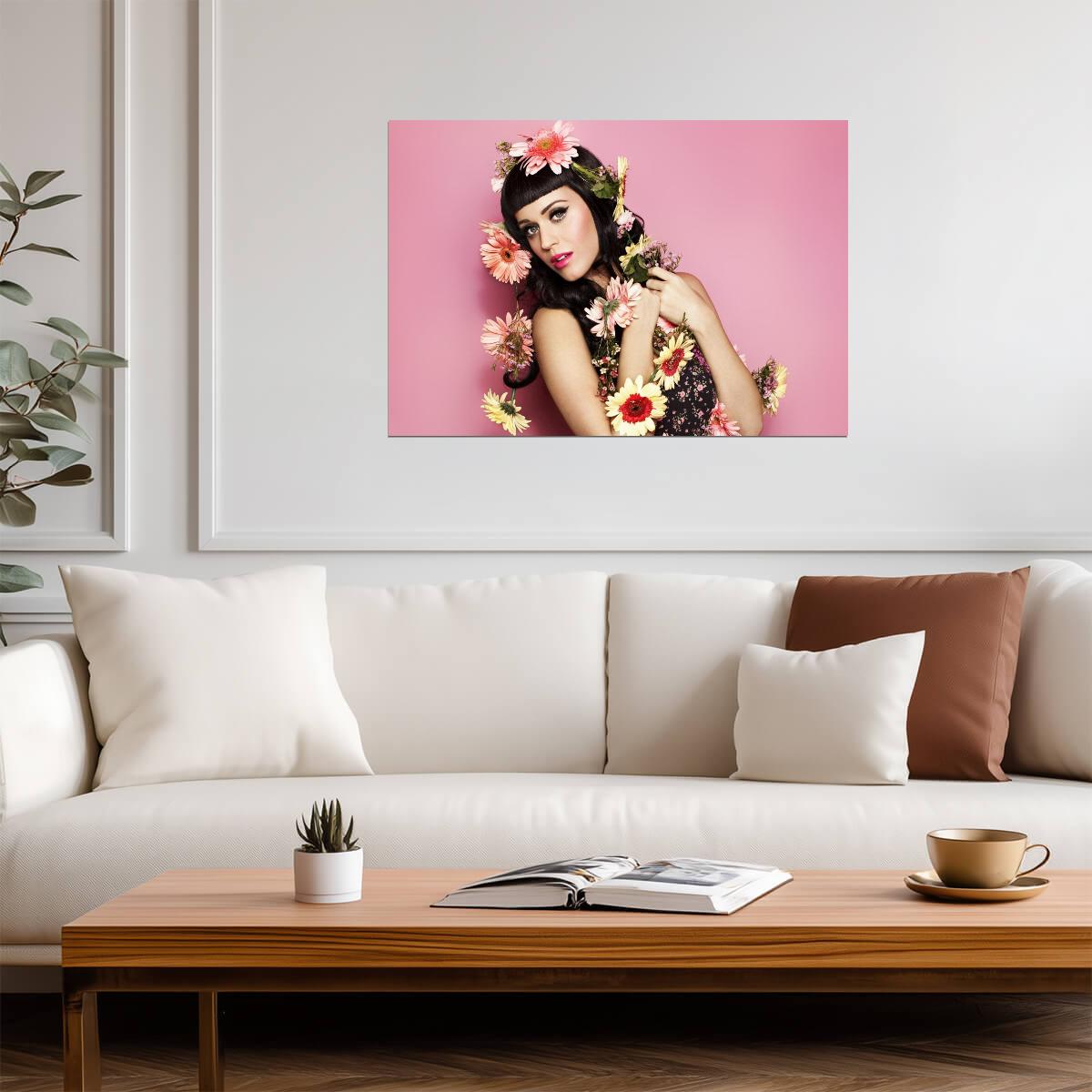 Katy Perry Poster | Flowers Pop Singer Print - Music Poster