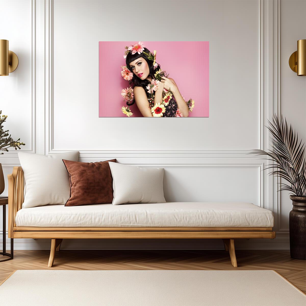 Katy Perry Poster | Flowers Pop Singer Print - Music Poster