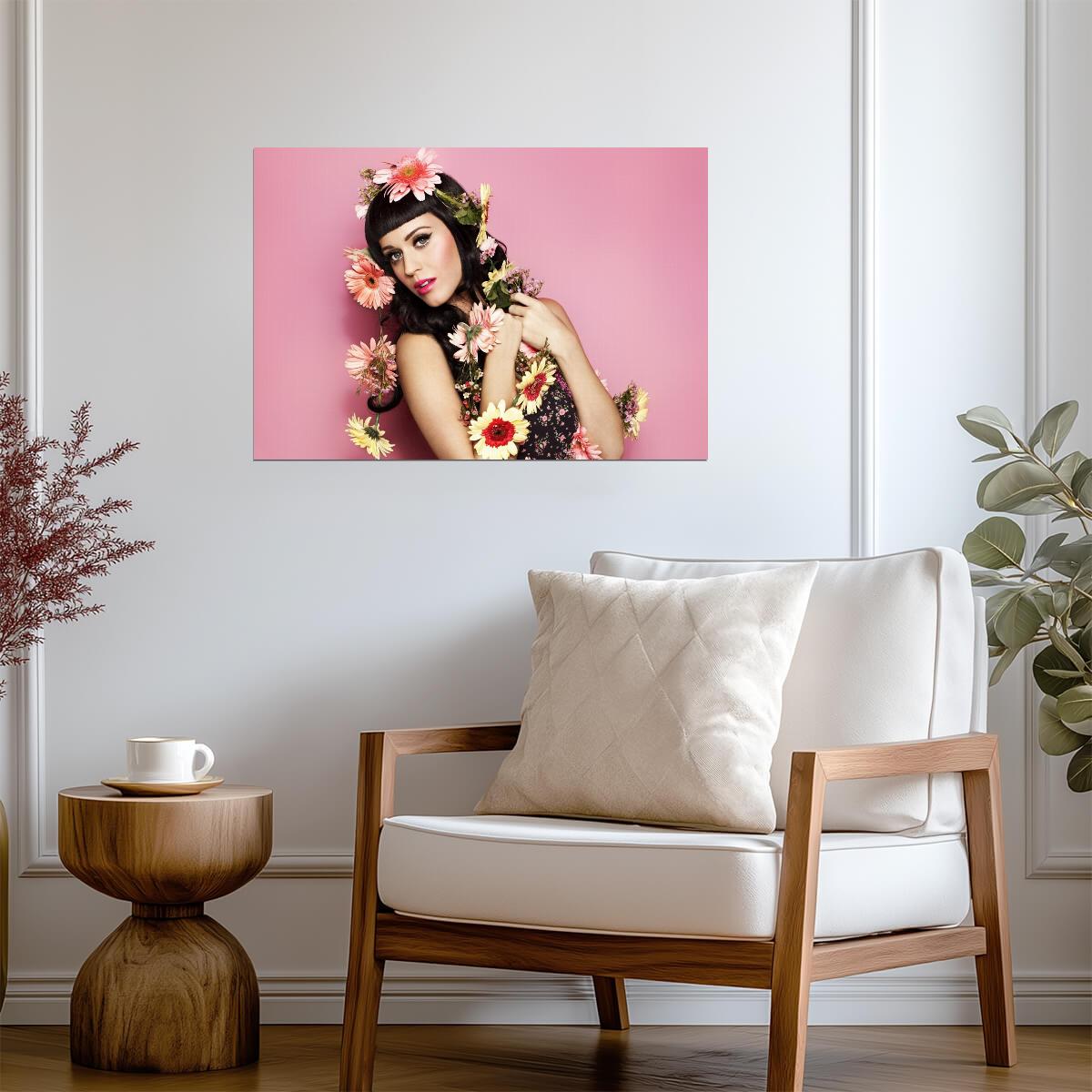 Katy Perry Poster | Flowers Pop Singer Print - Music Poster