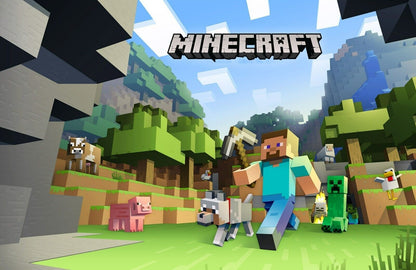 Minecraft Steve & Mobs | Classic Game Promo Art Poster | Sandbox Adventure Wall Decor - Video Games Poster