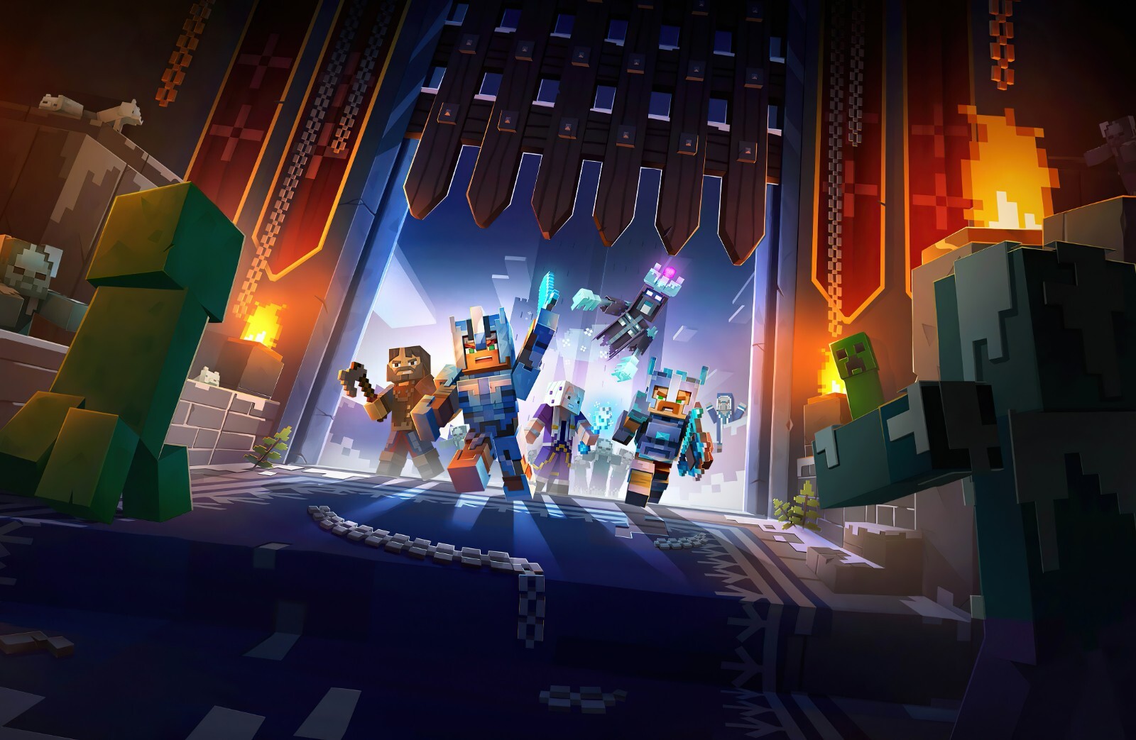 Minecraft Dungeons Creeping Winter | Heroes Raiding Ice Castle Poster | Gift for Gamers - Video Games Poster