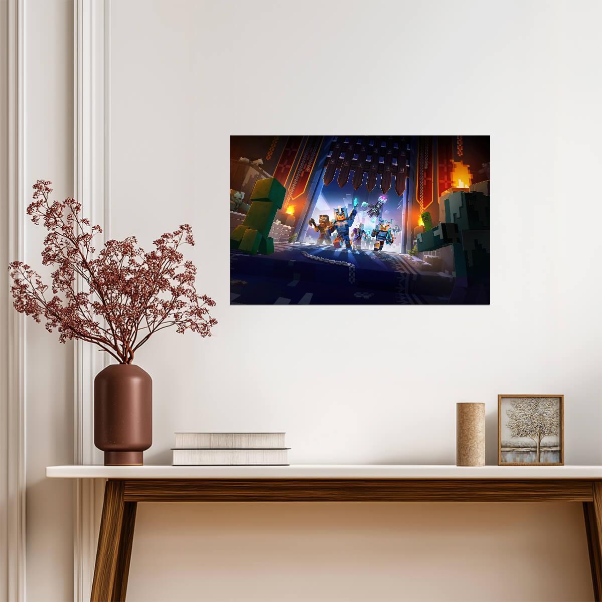 Minecraft Dungeons Creeping Winter | Heroes Raiding Ice Castle Poster | Gift for Gamers - Video Games Poster