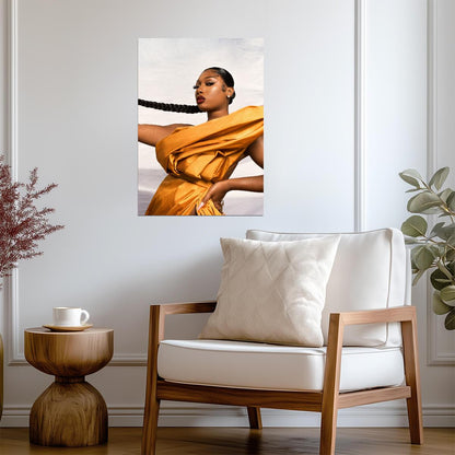 Megan Thee Stallion Gold Dress | High Fashion Poster | Hip Hop Star Wall Art - Music Poster