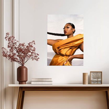 Megan Thee Stallion Gold Dress | High Fashion Poster | Hip Hop Star Wall Art - Music Poster