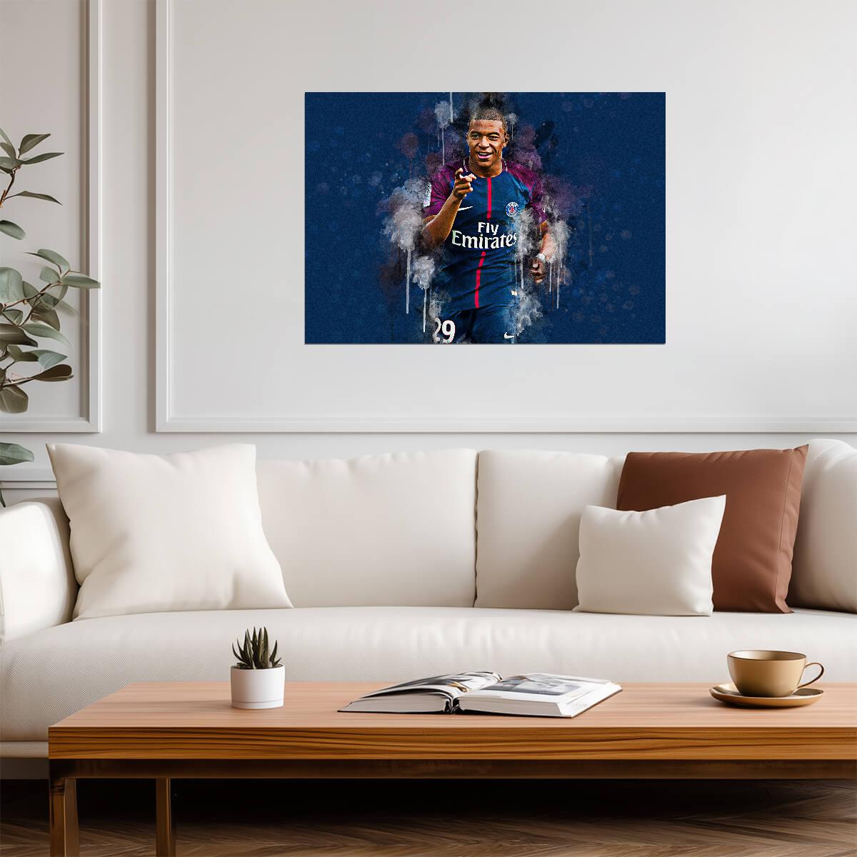 Kylian Mbappé PSG | Soccer Poster | Watercolor Style Sports Art - Sports Poster