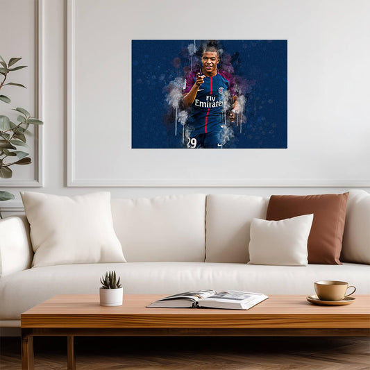 Kylian Mbappé PSG | Soccer Poster | Watercolor Style Sports Art - Sports Poster