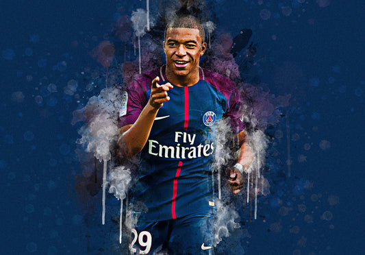 Kylian Mbappé PSG | Soccer Poster | Watercolor Style Sports Art - Sports Poster