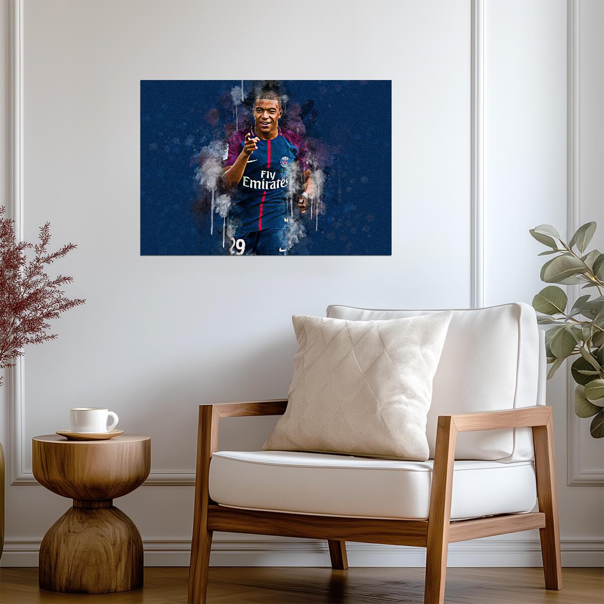 Kylian Mbappé PSG | Soccer Poster | Watercolor Style Sports Art - Sports Poster