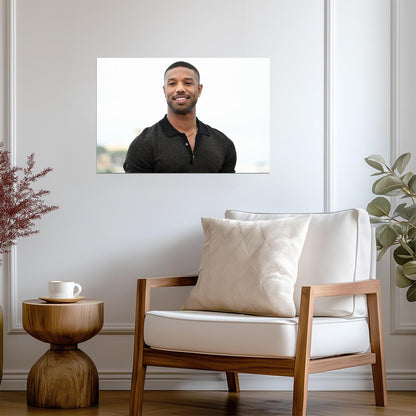 Michael B. Jordan Smiling Portrait | Celebrity Photo Poster | Modern Actor Wall Art - Celebrities Poster