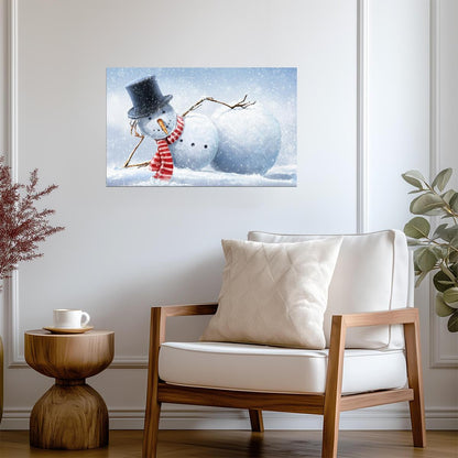 Whimsical Lying Snowman Illustration | Winter Holiday Art Print | Festive Christmas Poster - Graphic & Art Poster