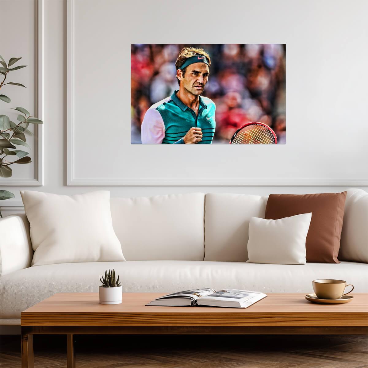 Roger Federer Intense Match Portrait | Tennis Poster | Tennis Legend Art - Sports Poster