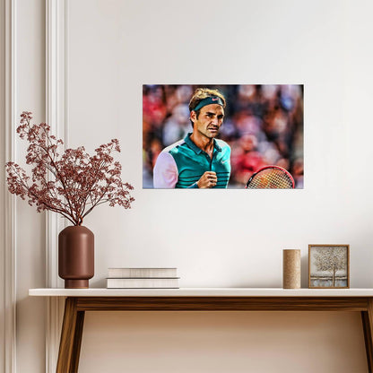 Roger Federer Intense Match Portrait | Tennis Poster | Tennis Legend Art - Sports Poster