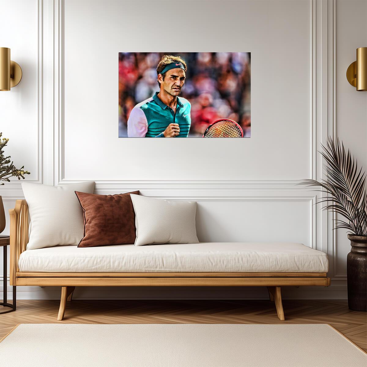 Roger Federer Intense Match Portrait | Tennis Poster | Tennis Legend Art - Sports Poster