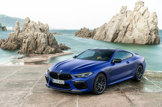 BMW M8 Competition Coupe F92 | Blue German Supercar Poster | Luxury Sports Car by the Sea - Cars Poster