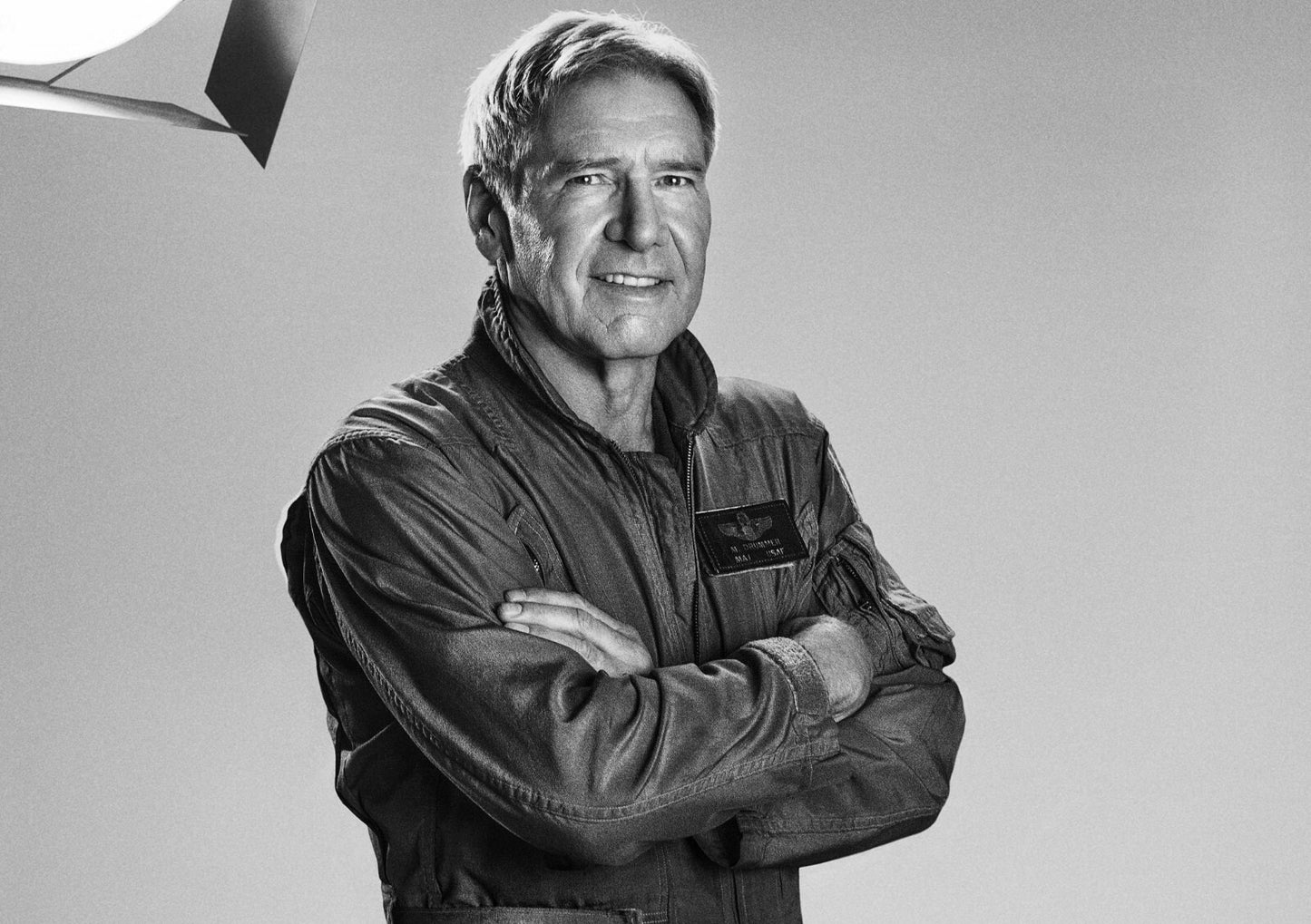 Harrison Ford in Flight Jacket | Black and White Portrait Poster | Movie Legend Photo Art - Celebrities Poster
