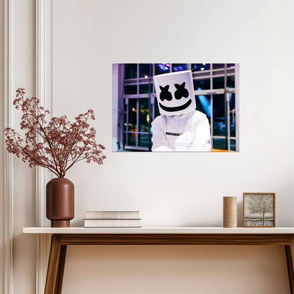 Marshmello Logo Hoodie | DJ Helmet Portrait | Electronic Dance Music Poster - Music Poster