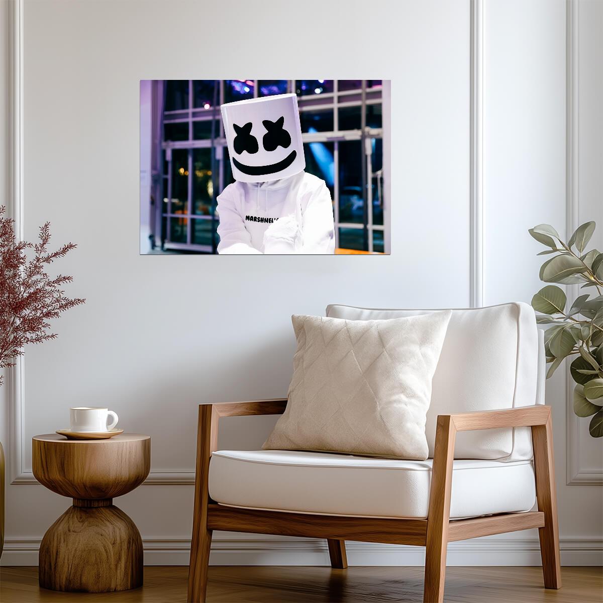 Marshmello Logo Hoodie | DJ Helmet Portrait | Electronic Dance Music Poster - Music Poster