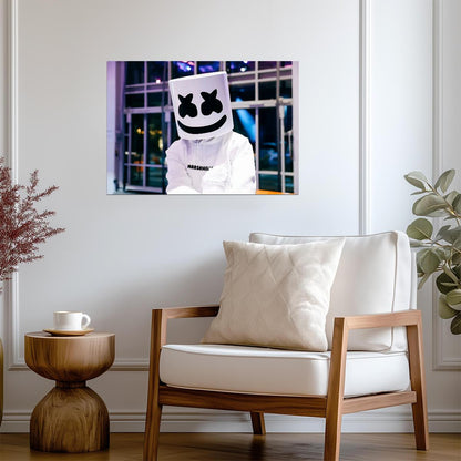Marshmello Logo Hoodie | DJ Helmet Portrait | Electronic Dance Music Poster - Music Poster