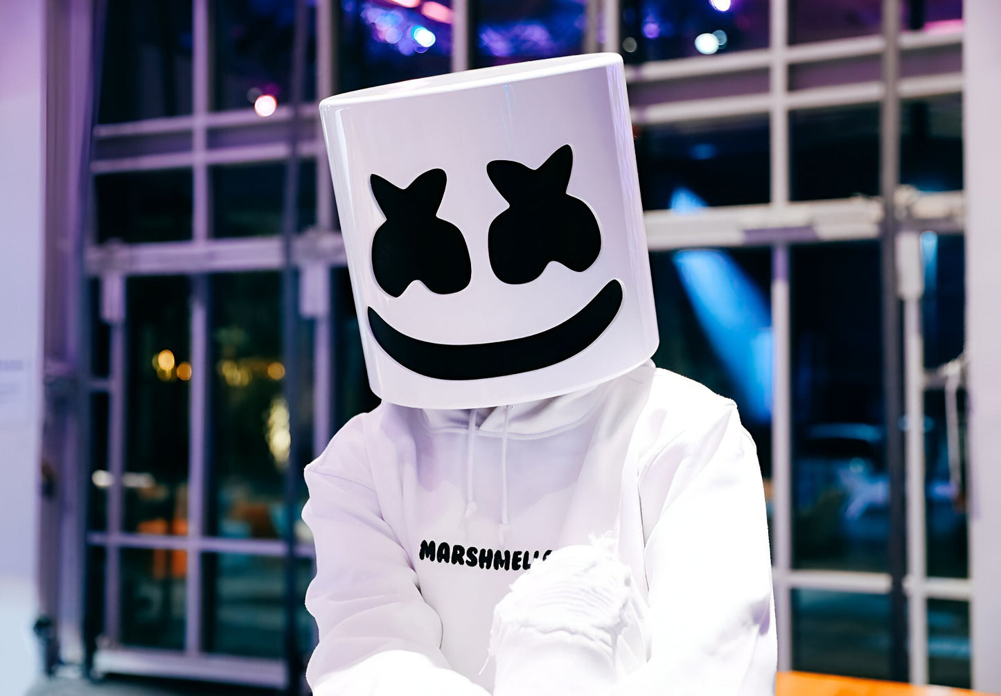Marshmello Logo Hoodie | DJ Helmet Portrait | Electronic Dance Music Poster - Music Poster