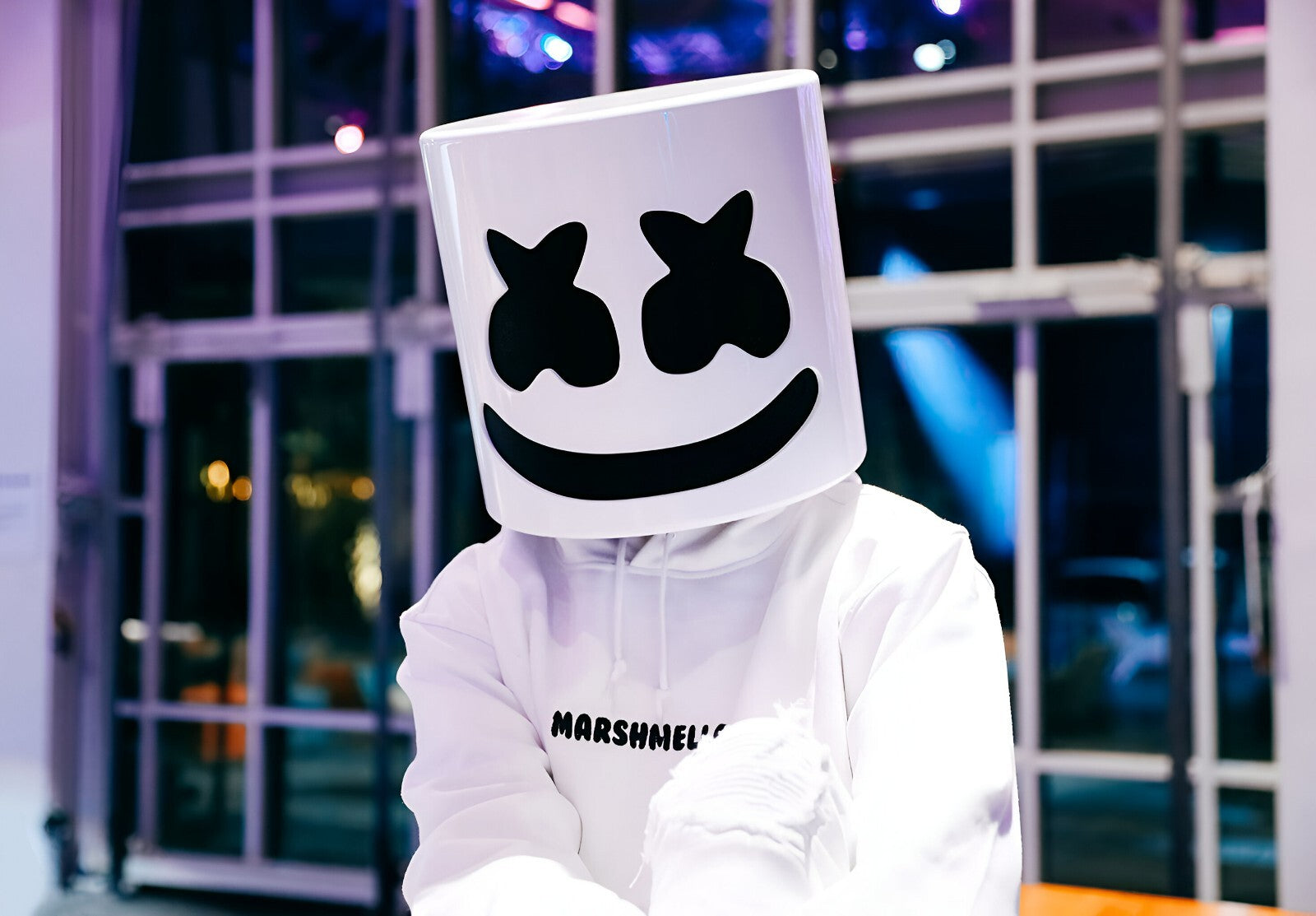 Marshmello Logo Hoodie | DJ Helmet Portrait | Electronic Dance Music Poster - Music Poster