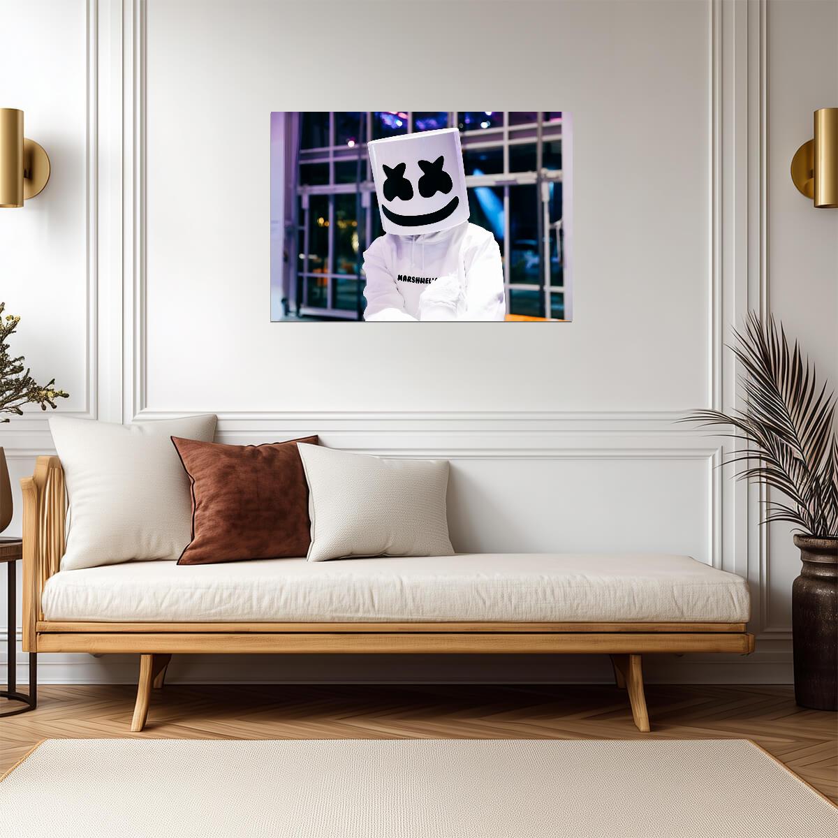 Marshmello Logo Hoodie | DJ Helmet Portrait | Electronic Dance Music Poster - Music Poster