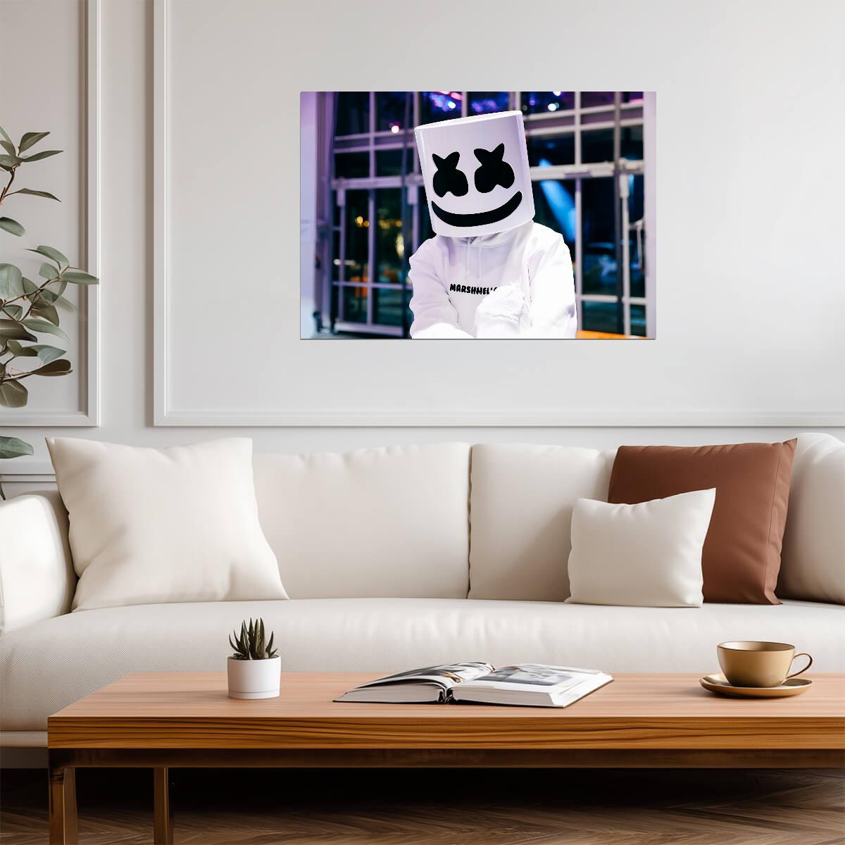 Marshmello Logo Hoodie | DJ Helmet Portrait | Electronic Dance Music Poster - Music Poster