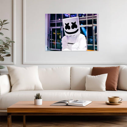 Marshmello Logo Hoodie | DJ Helmet Portrait | Electronic Dance Music Poster - Music Poster