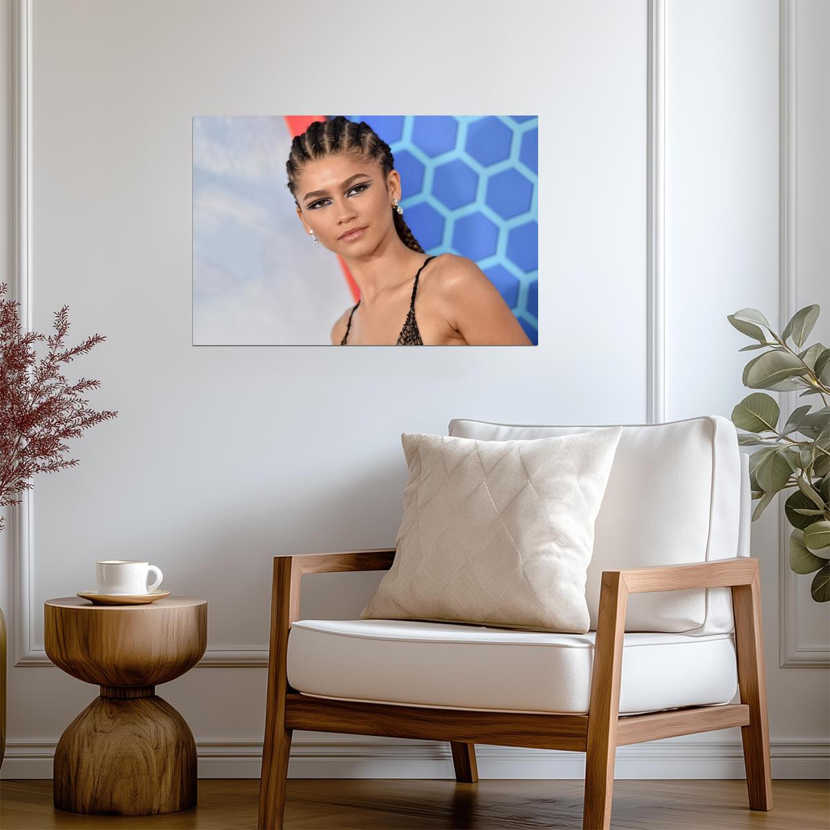 Zendaya Red Carpet Portrait | Braided Hair Fashion Poster | Celebrity Wall Art - Celebrities Poster