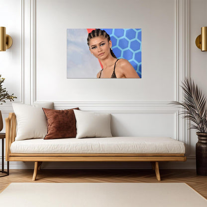 Zendaya Red Carpet Portrait | Braided Hair Fashion Poster | Celebrity Wall Art - Celebrities Poster