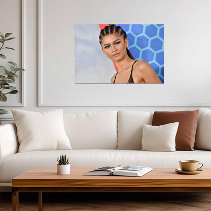 Zendaya Red Carpet Portrait | Braided Hair Fashion Poster | Celebrity Wall Art - Celebrities Poster