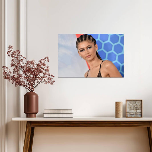 Zendaya Red Carpet Portrait | Braided Hair Fashion Poster | Celebrity Wall Art - Celebrities Poster