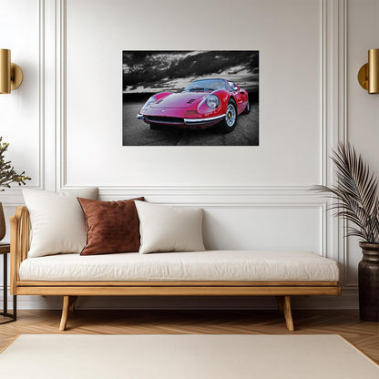 Ferrari Dino 246 GTS | Classic Italian Sports Car Poster | Vintage Red Supercar Art - Cars Poster