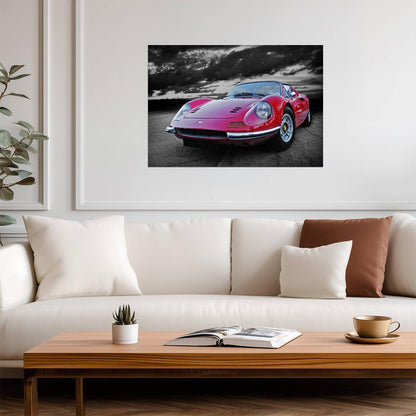 Ferrari Dino 246 GTS | Classic Italian Sports Car Poster | Vintage Red Supercar Art - Cars Poster