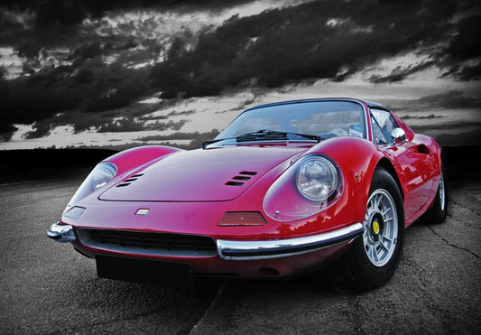 Ferrari Dino 246 GTS | Classic Italian Sports Car Poster | Vintage Red Supercar Art - Cars Poster