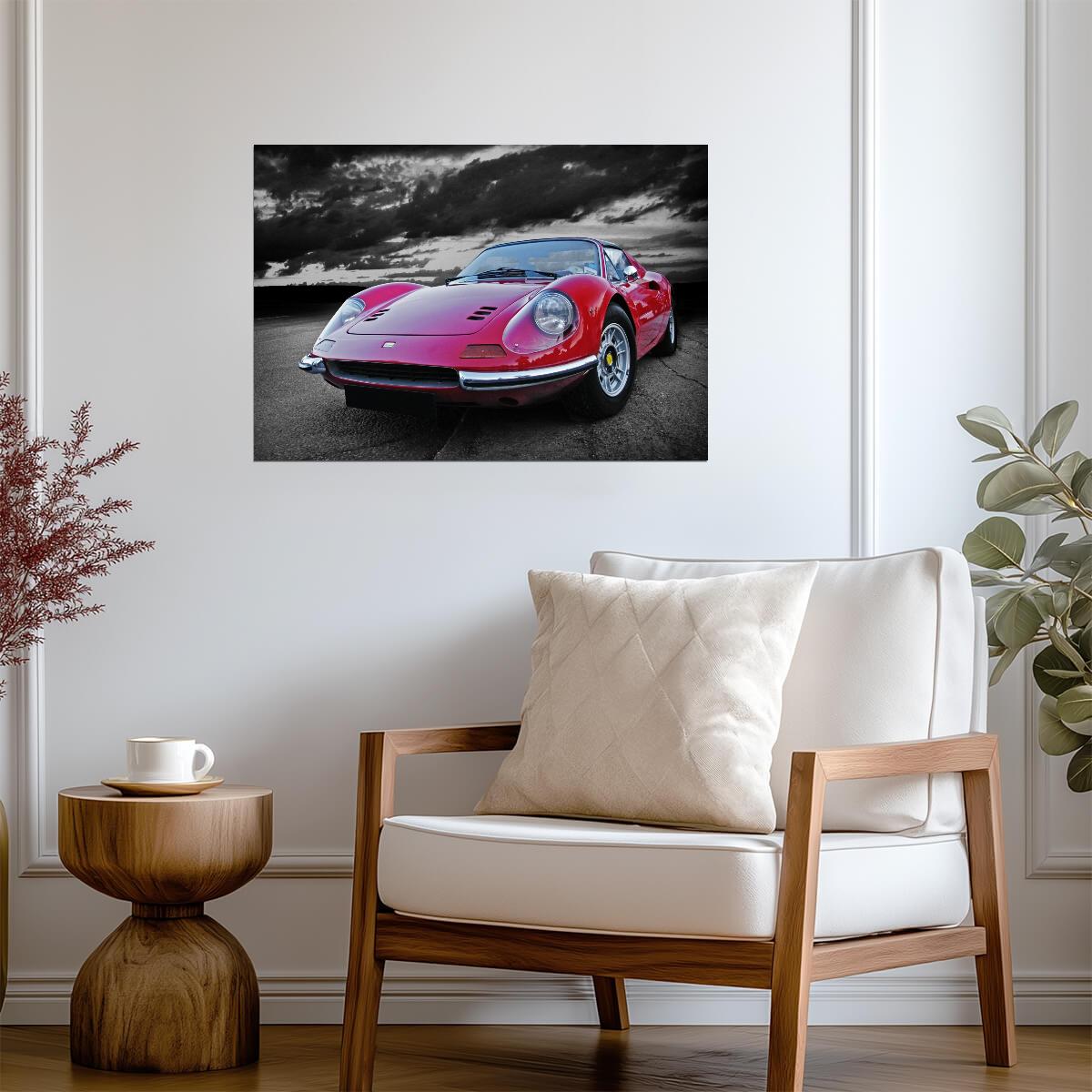 Ferrari Dino 246 GTS | Classic Italian Sports Car Poster | Vintage Red Supercar Art - Cars Poster